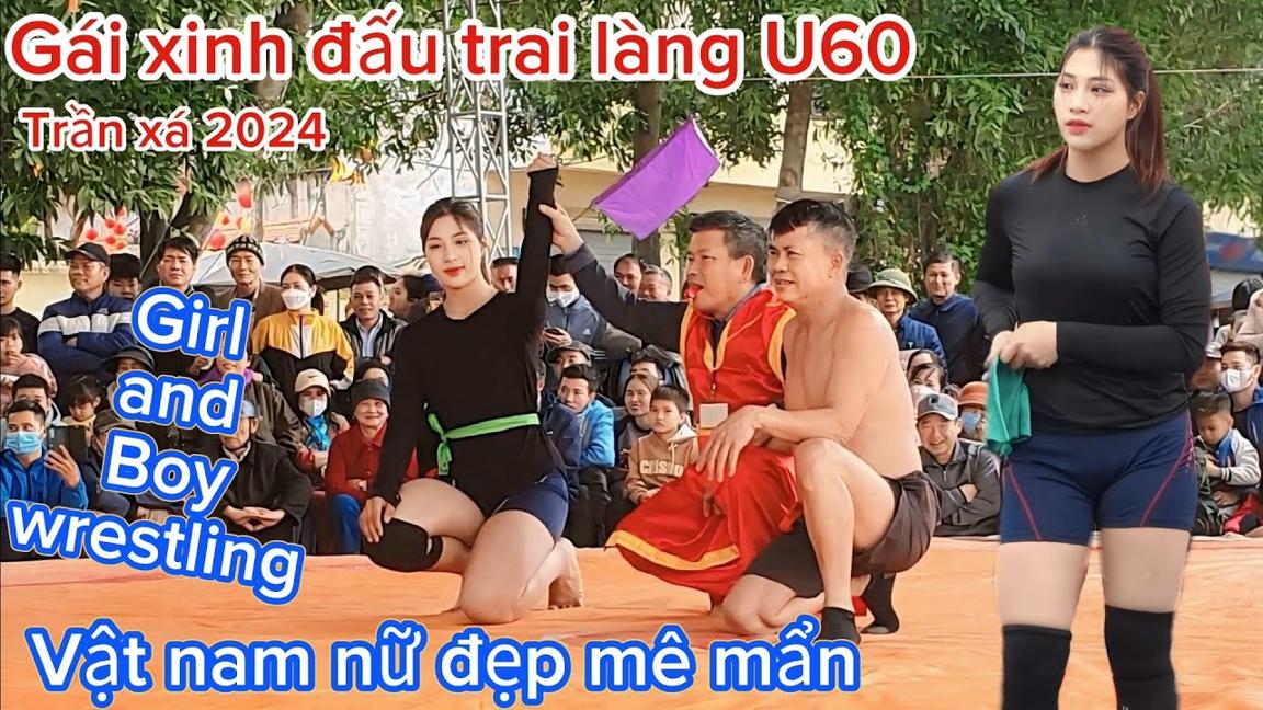 Vật nam nữ hay nhất 2024. Em gái xinh nhất làng vật thách đấu trai làng, Men and women wrestling